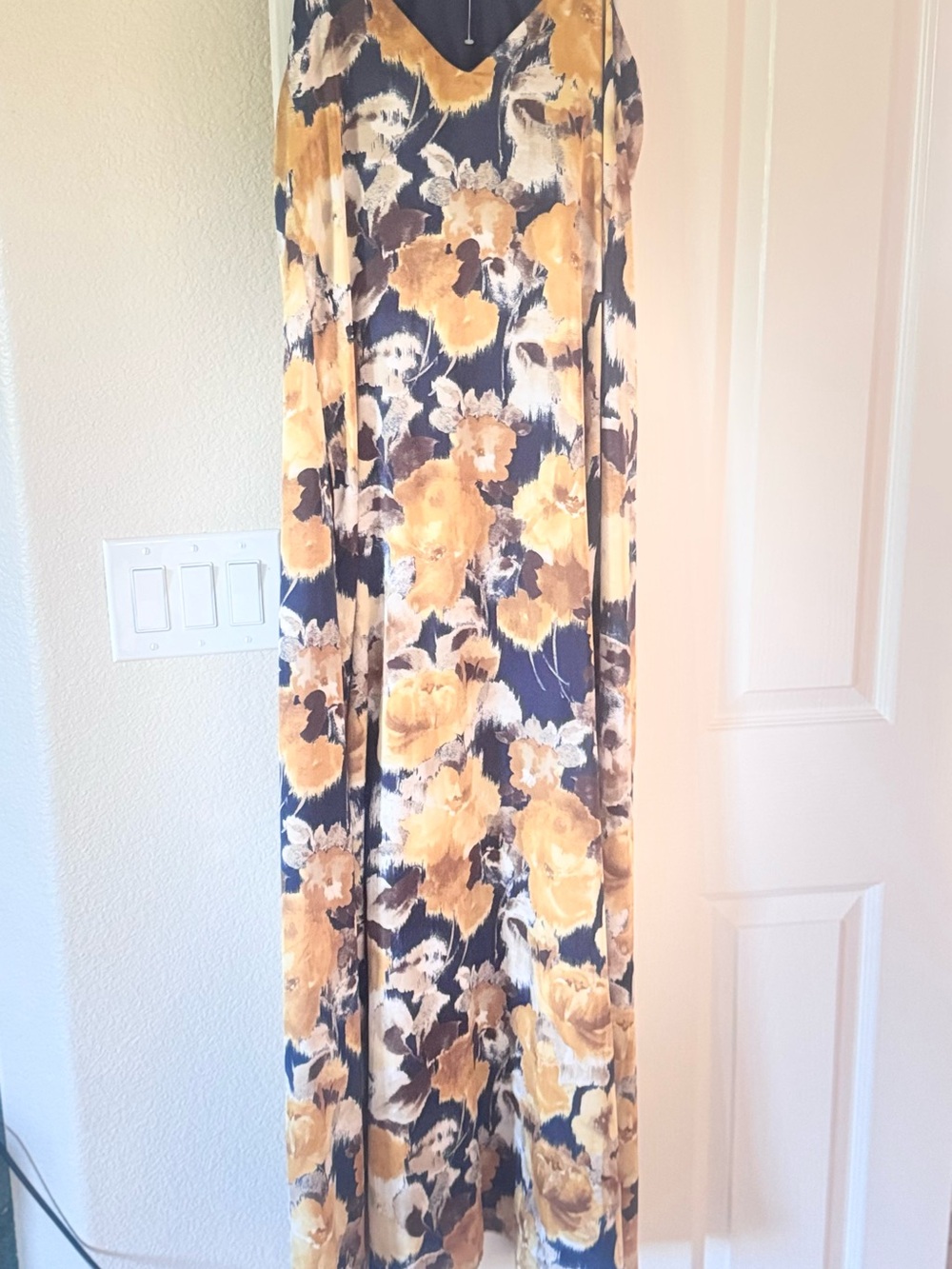 Nicole Miller navy dress with yellow accents